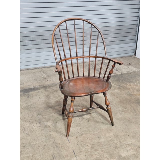 Late 20th Century Warren Chair Company Sack Back Windsor Arm Chair For Sale - Image 4 of 8