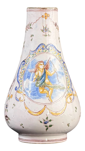 French Faience Vase with Cherub, 1700s