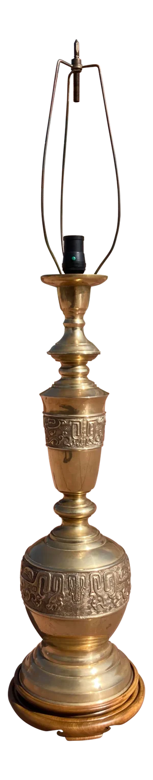Majestic Marbro Japanese Brass Table Lamp in James Mont