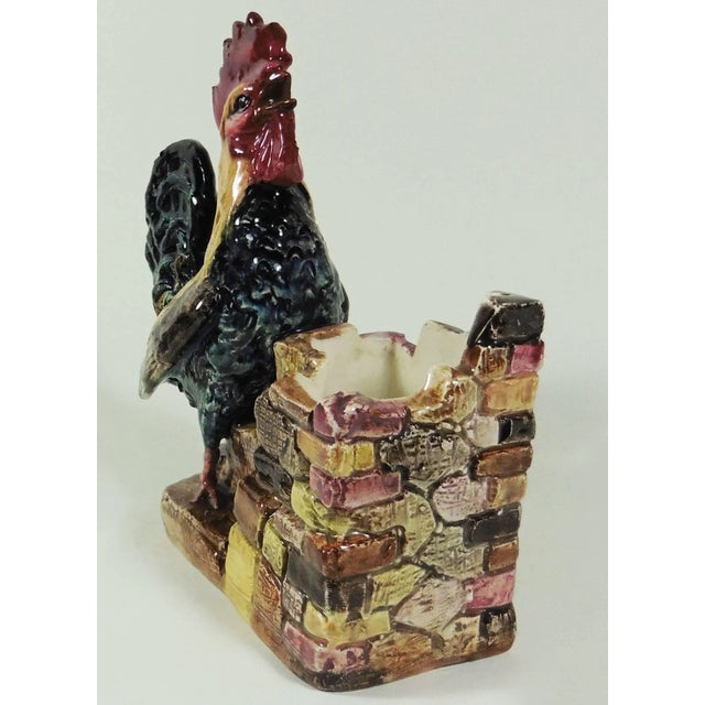 French Provincial 19th Century French Provincial Majolica Rooster Jardiniere For Sale - Image 3 of 5