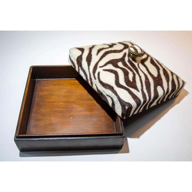 Maitland Smith Zebra Design Decorative Box, Leather, 1980s, Philippines For Sale - Image 12 of 16