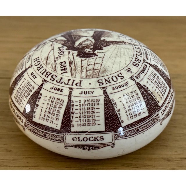 Victorian 1892 Antique Ceramic Calendar Paperweight W. W. Wattles & Sons Pittsburgh g.d. Paris Depose For Sale - Image 3 of 7