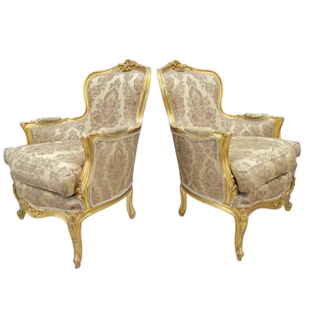Antique French Regency Style Carved Gilded 5 Piece Parlor Set For Sale - Image 15 of 16