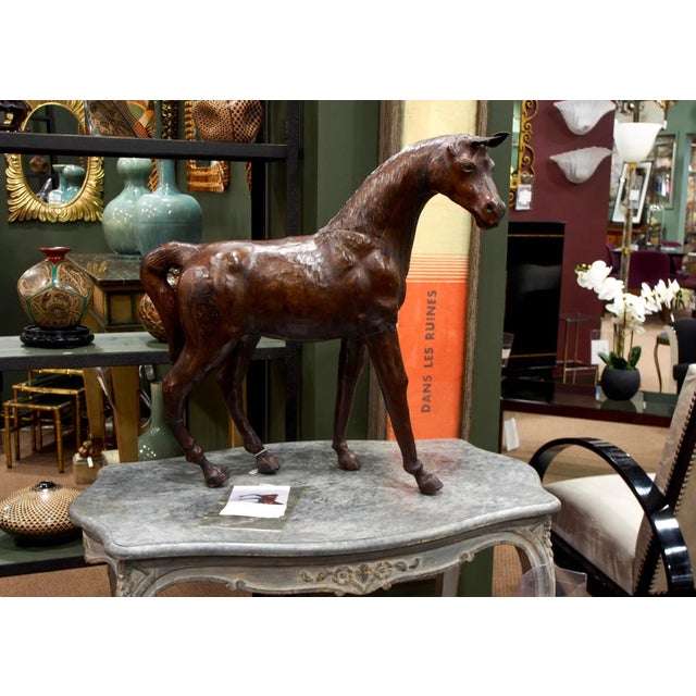 Brown Large Vintage Leather Covered Horse Sculpture For Sale - Image 8 of 9