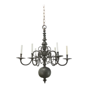 French 19th Century Large Patinated Brass Chandelier