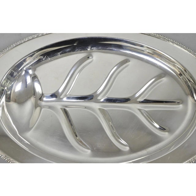 Late 20th Century Vintage Oneida Silver Plated Regency Oval Meat Cutlery Serving Platter Tray For Sale - Image 5 of 12