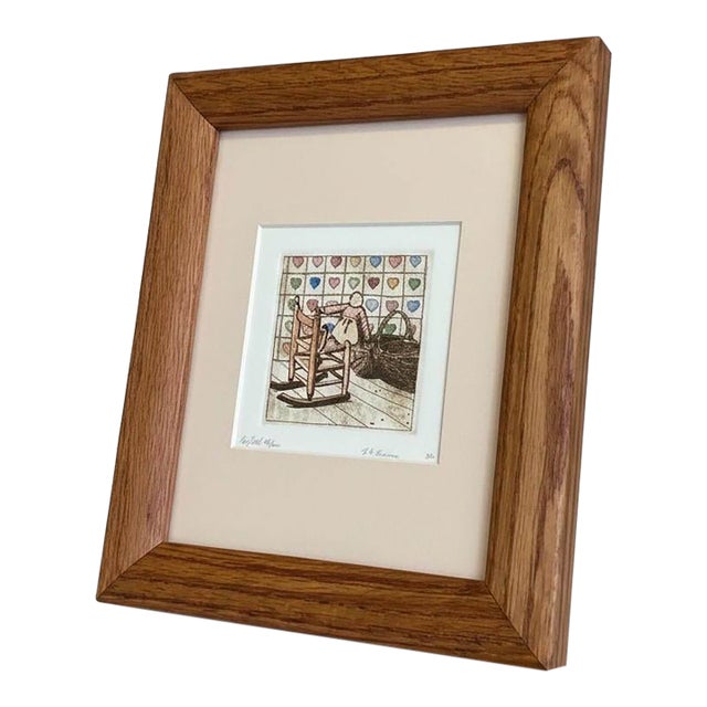 Linda Felix Ybarra-Rag Doll-Signed Etching-Oak-Folk Art-Americana-Primitive-Farm For Sale