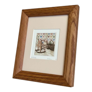 Linda Felix Ybarra-Rag Doll-Signed Etching-Oak-Folk Art-Americana-Primitive-Farm