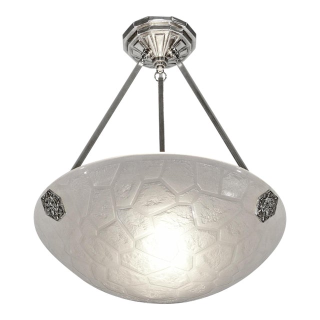French Art Deco Pendant Light by Noverdy 1930 France For Sale