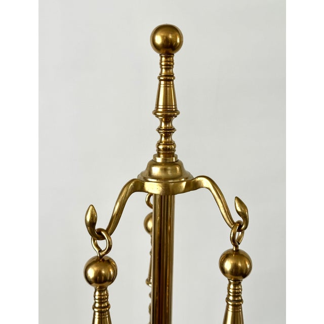 1980s 1980s Set of Federal Style Solid Brass Fireplace Piece Tools For Sale - Image 5 of 14