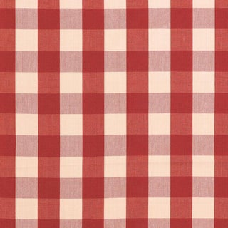 Sample - Schumacher Camden Cotton Check Fabric in Red For Sale