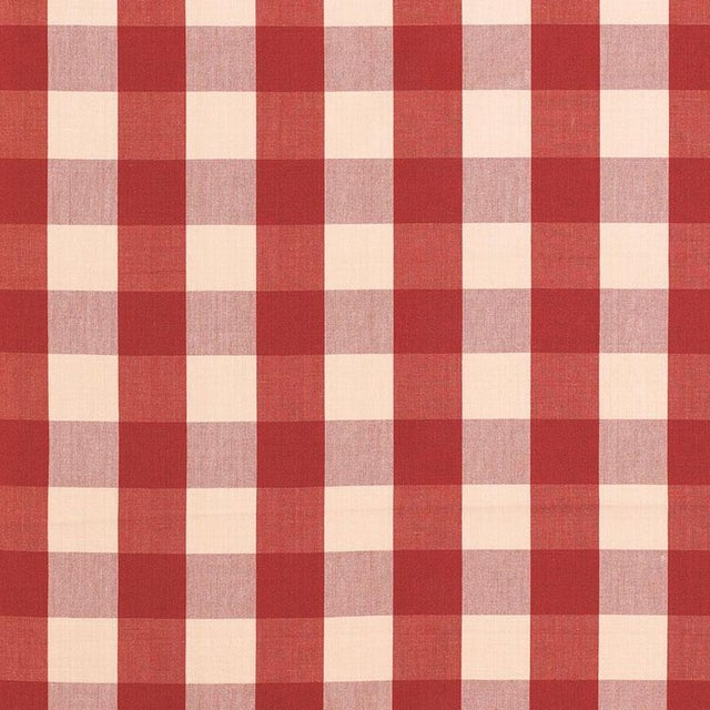 Sample - Schumacher Camden Cotton Check Fabric in Red For Sale