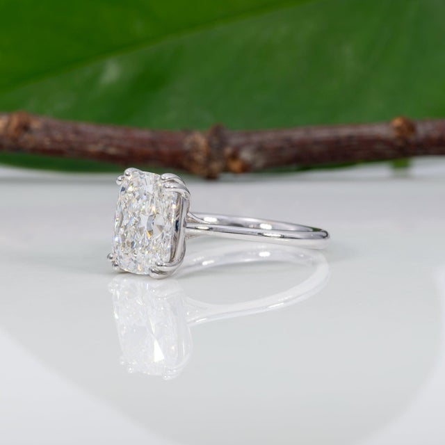 3Ct Lab Grown Diamond Ring With Blue Sapphire Accent in Solid 14 Gold, 10x8mm, Size 6.75 For Sale In Columbus - Image 6 of 10