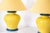 Mid-Century Modern French Yellow and Cobalt Blue Glazed Ceramic Table Lamps, 20th Century, Set of 2 For Sale - Image 3 of 11