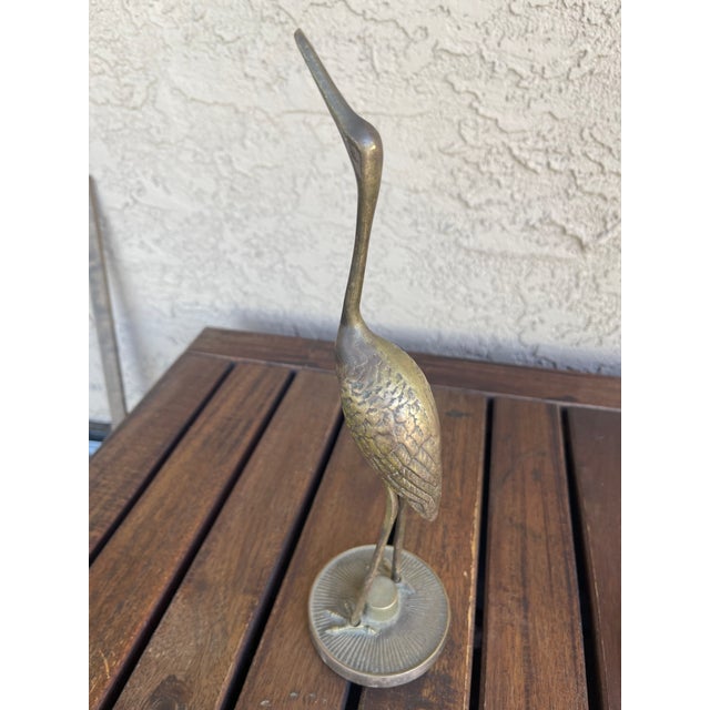 1960s Mid Century Korea Brass Cranes Figurines - Pair For Sale - Image 5 of 7