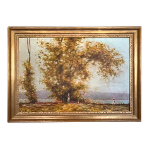 Original Vintage American Impressionist Landscape "Along the Hudson" by Andre Gisson