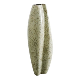 Mid-Century Swedish Green Spreckled Stoneware Ceramic Vase from Hans Hedberg, Biot, France, 1950s For Sale