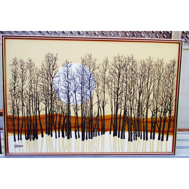 Sunset and Trees Letterman Painting Mid Century Modern Chairish