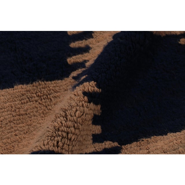 Textile Vintage Turkish Tulu Rug, Blue and Brown Geometric Pattern - Rug & Kilim For Sale - Image 7 of 8