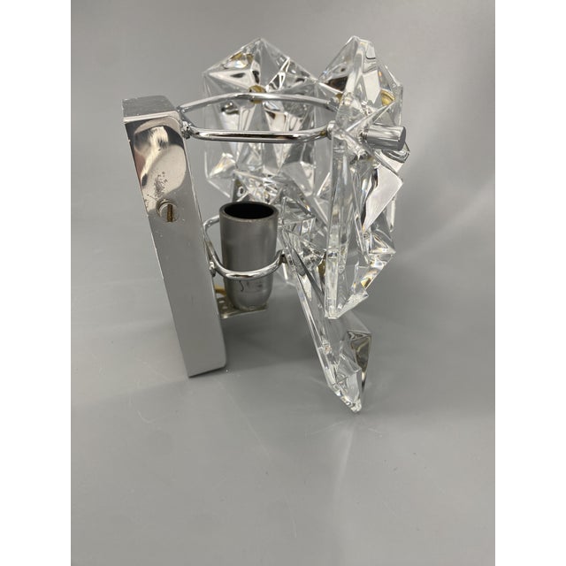 Silver Vintage Wall Lamps in Crystal Glass and Chrome from Kinkeldey, 1970s, Set of 2 For Sale - Image 8 of 13