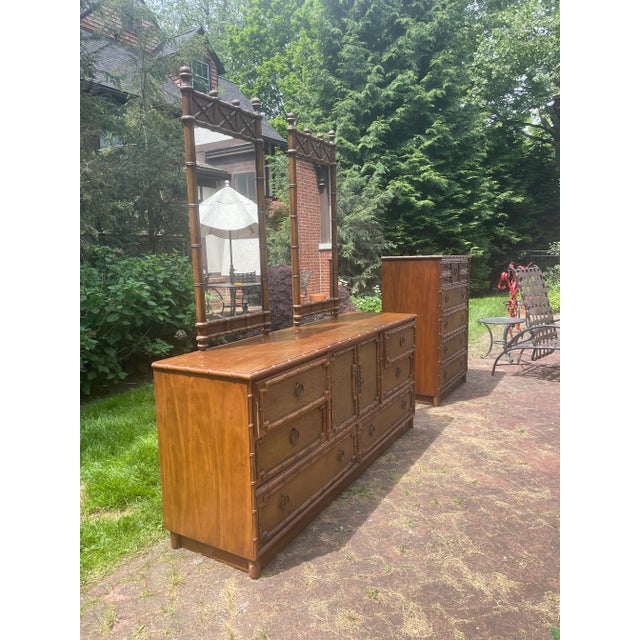 This piece is in stunning vintage condition. Rattan and faux bamboo design are classic and the workmanship that went into...