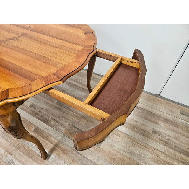 Baroque Style Table in Carved Walnut with Side Drawers, 1960 For Sale - Image 12 of 16