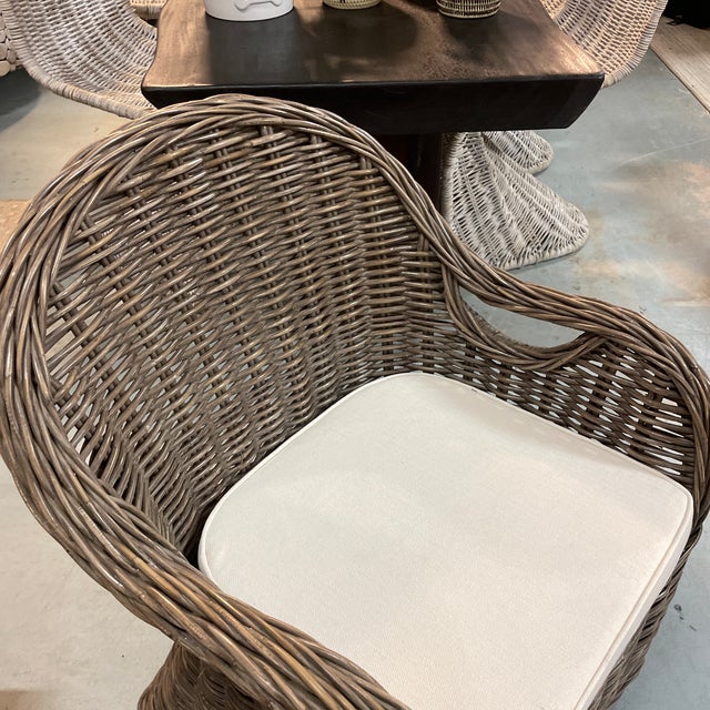 Contemporary Dark Wicker Dining Chair Chairish