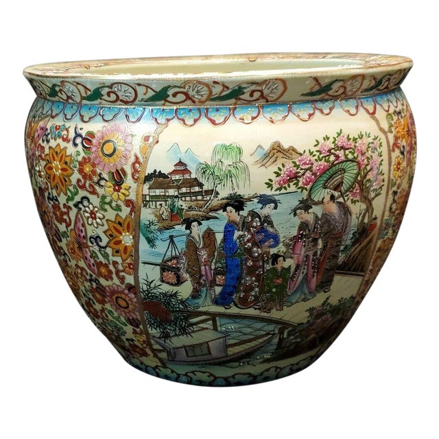Antique Chinese Asian Pottery Porcelain Fish Bowl Planter ...