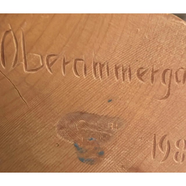 Vintage German Oberammergau Anri Wood Carving Figure 10” Tall. Boy Eating Grapes For Sale - Image 9 of 9