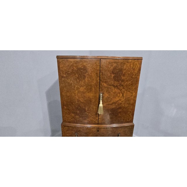 1910s Small Burr Walnut Linen Press, 1910 For Sale - Image 5 of 16