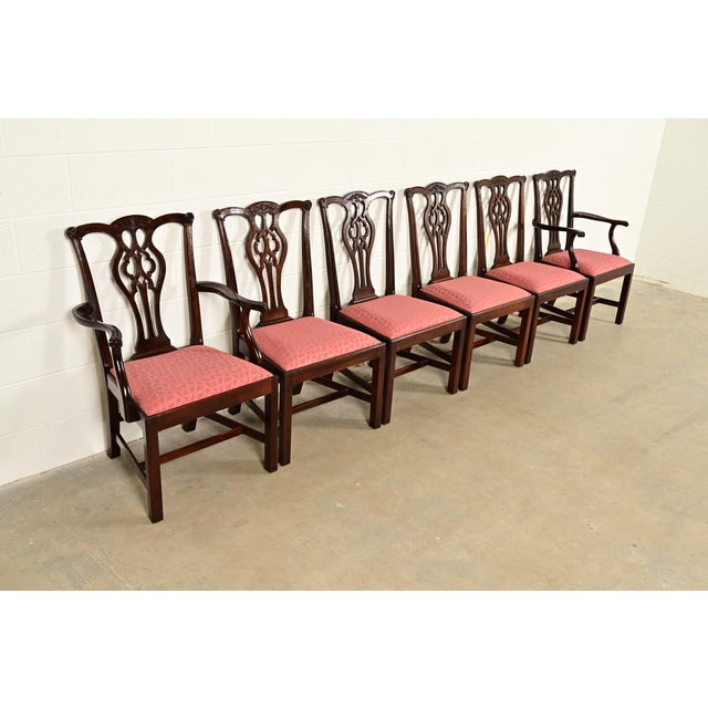 Stickley Stickley Georgian Carved Mahogany Dining Chairs, Set of Six For Sale - Image 4 of 15