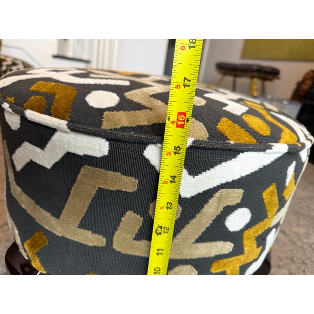 1920s Hungarian Art Deco Foot Stool in Pierre Frey Upholstery For Sale - Image 12 of 14