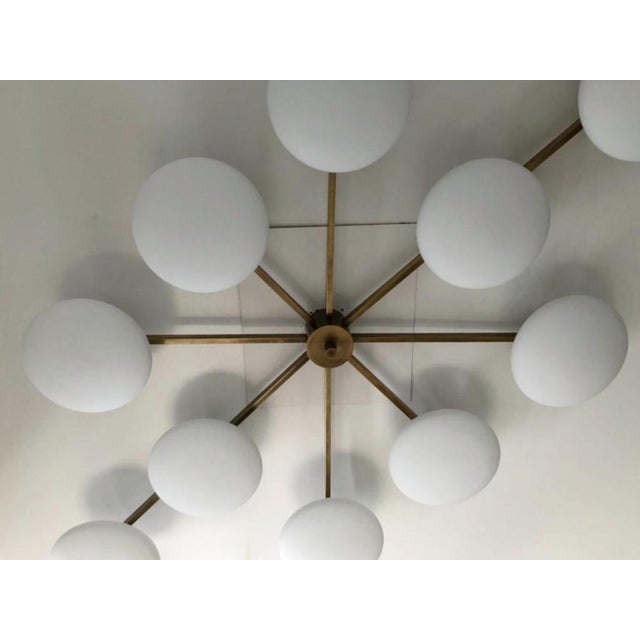 Italian 21st Century Dieci Bronze Matte White Murano Flush Mount by Fabio LTD For Sale - Image 3 of 7