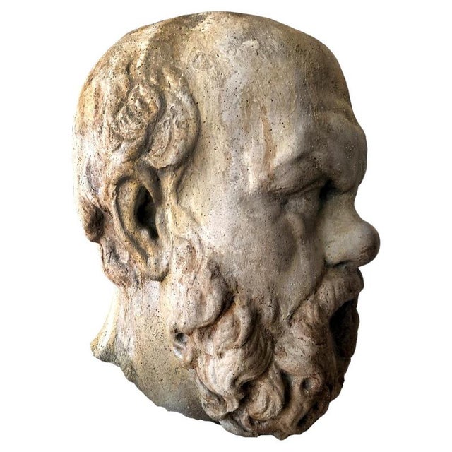 Concrete Head of the Philosopher Socrates from the Herm of Villa Alban 20th Century For Sale - Image 6 of 6
