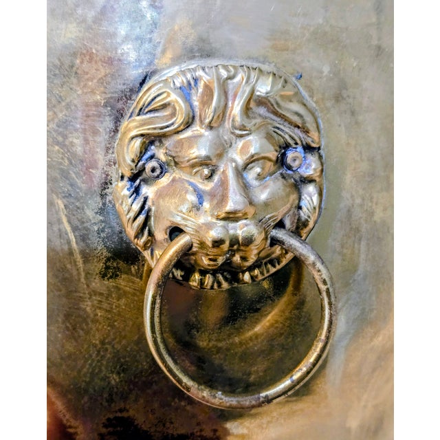 Antique Hand-Made English Brass Lion Handle Footed Cachepot Planter/Cauldron For Sale - Image 9 of 13