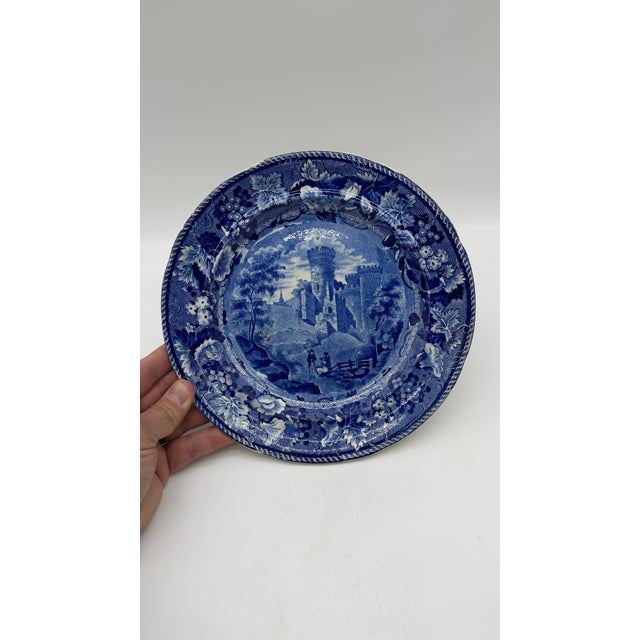 A Blue Dark Transfer Decorated Staffordshire Plate "Part of Goodridge Castle, Kent", by Enoch Woods, Circa 1830's For Sale - Image 13 of 14