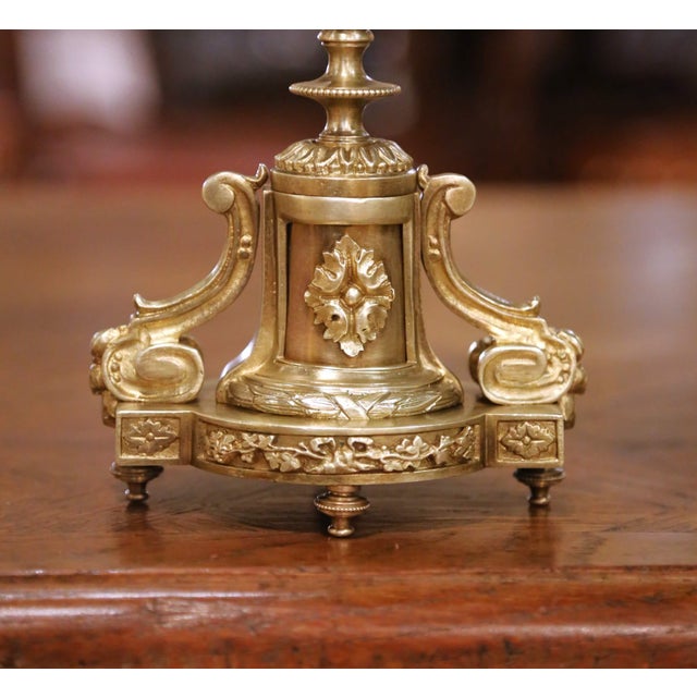 Pair of 19th Century French Louis XVI Style Bronze Four-Light Candelabras For Sale - Image 10 of 12