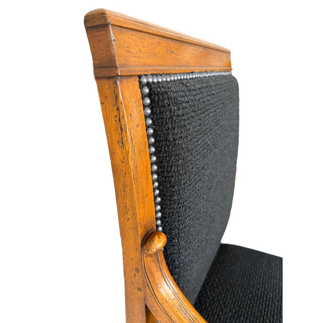Black Antique 19th C Biedermeier Armchairs in Walnut & Black Boucle - A Pair For Sale - Image 8 of 11