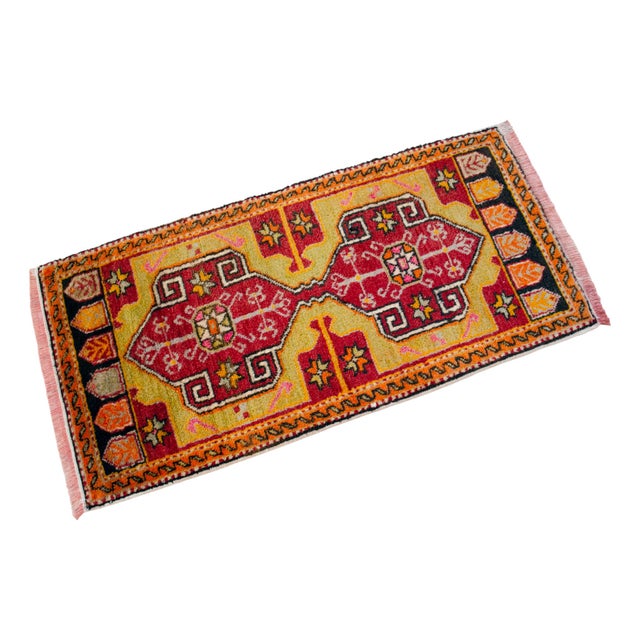1970s Hand Knotted Small Turkish Rug, Door Mat, Entryway Rug, Bath Mat, Kitchen Decor - 1′8″ × 3′4″ For Sale - Image 4 of 14