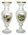 Pair of Antique Scenic Hand Painted Glass Clamshell Vases Circa 1890 For Sale