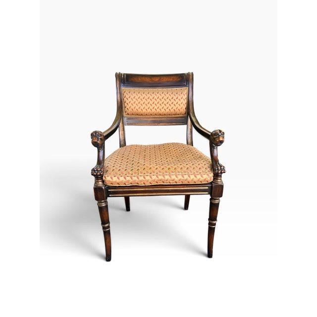 Theodore Alexander Theodore Alexander Regency Style Carved Lion Head Mahogany Armchair For Sale - Image 4 of 15