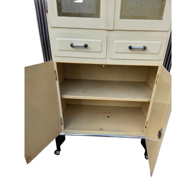 Metal Antique Industrial Art Deco Doctors Dental Cabinet Curio Metal Hutch Apothecary For Sale - Image 7 of 17
