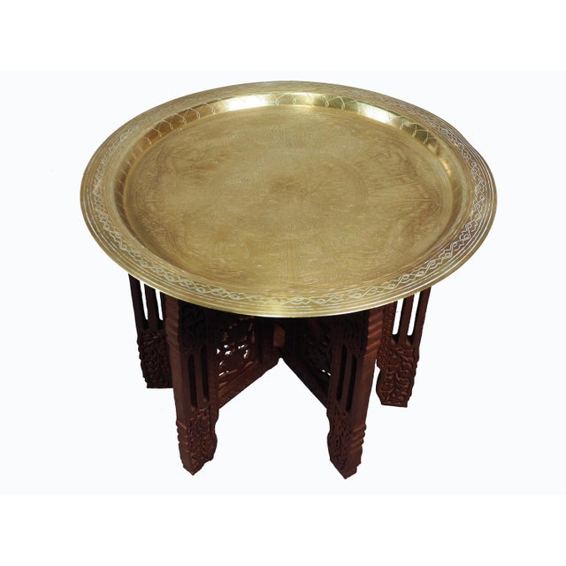 Vintage Orient Islamic Hammer Engraved Table Tray, 1940s For Sale - Image 14 of 18