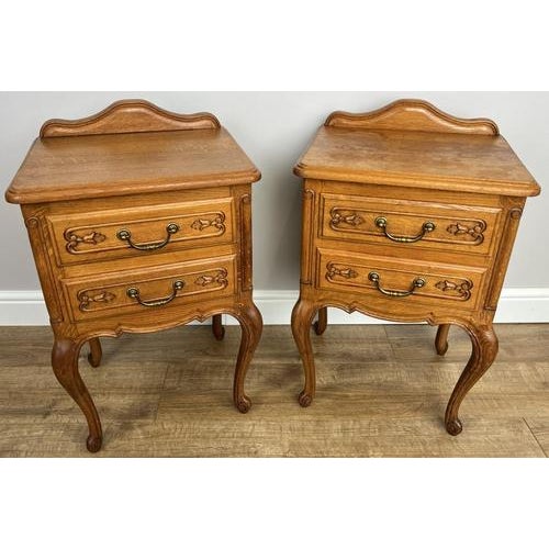 Vintage French Bedside Tables in Oak, Set of 2 For Sale - Image 12 of 12