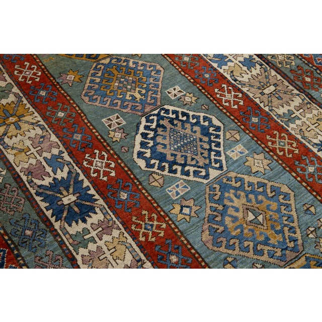 Antique Persian Shirvan Blue Wool Rug With Chic Design For Sale In New York - Image 6 of 7
