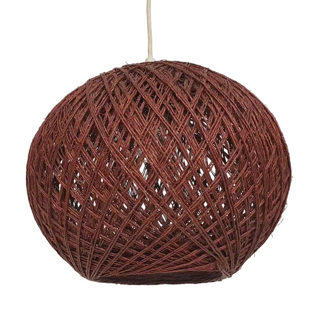 Vintage Pendant Light in Brown Rope, the Netherlands, 1960s For Sale