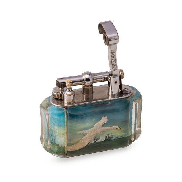 Vintage Aquarium Birds in Flight Table Lighter from Dunhill, 1950 For Sale - Image 3 of 18