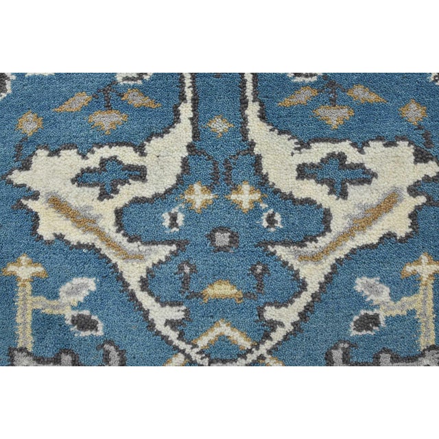 Oushak Runner 2’7” X 10′ Blue Wool Tribal Hand-Knotted Oriental Rug For Sale - Image 9 of 13