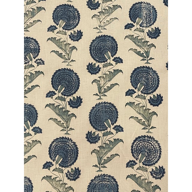 Jasper “Indian Flower” Blue Fabric | Chairish