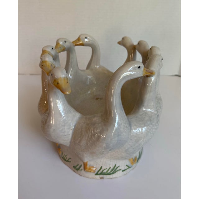 1981 Holland Mold Farmhouse Cottage Hand-Painted Ceramic Goose Ring Bowl/Planter For Sale In Los Angeles - Image 6 of 10